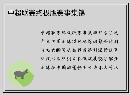 中超联赛终极版赛事集锦